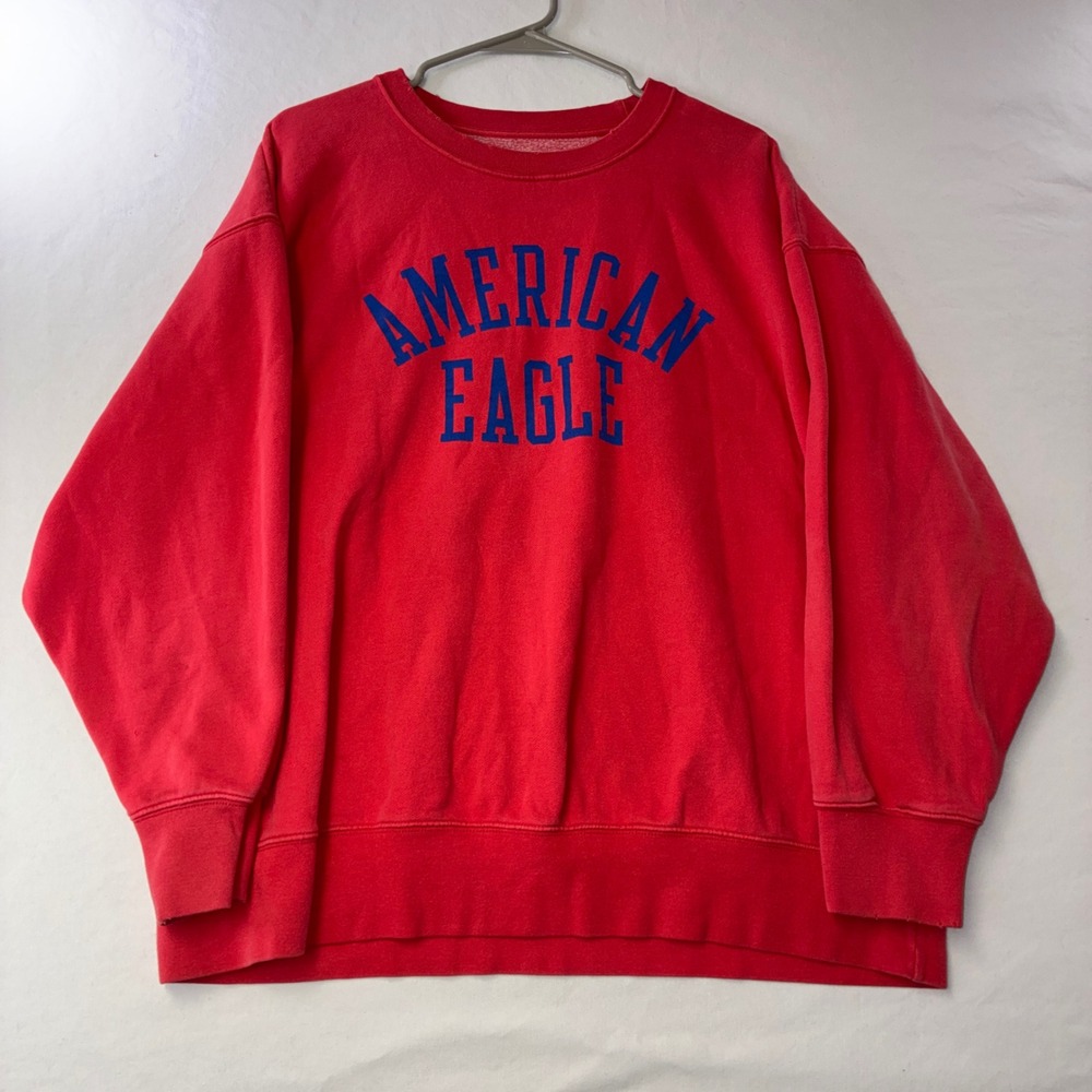 486 Collegiate American Eagle Sweatshirt Large Red Blue Logo Graphic Pullover